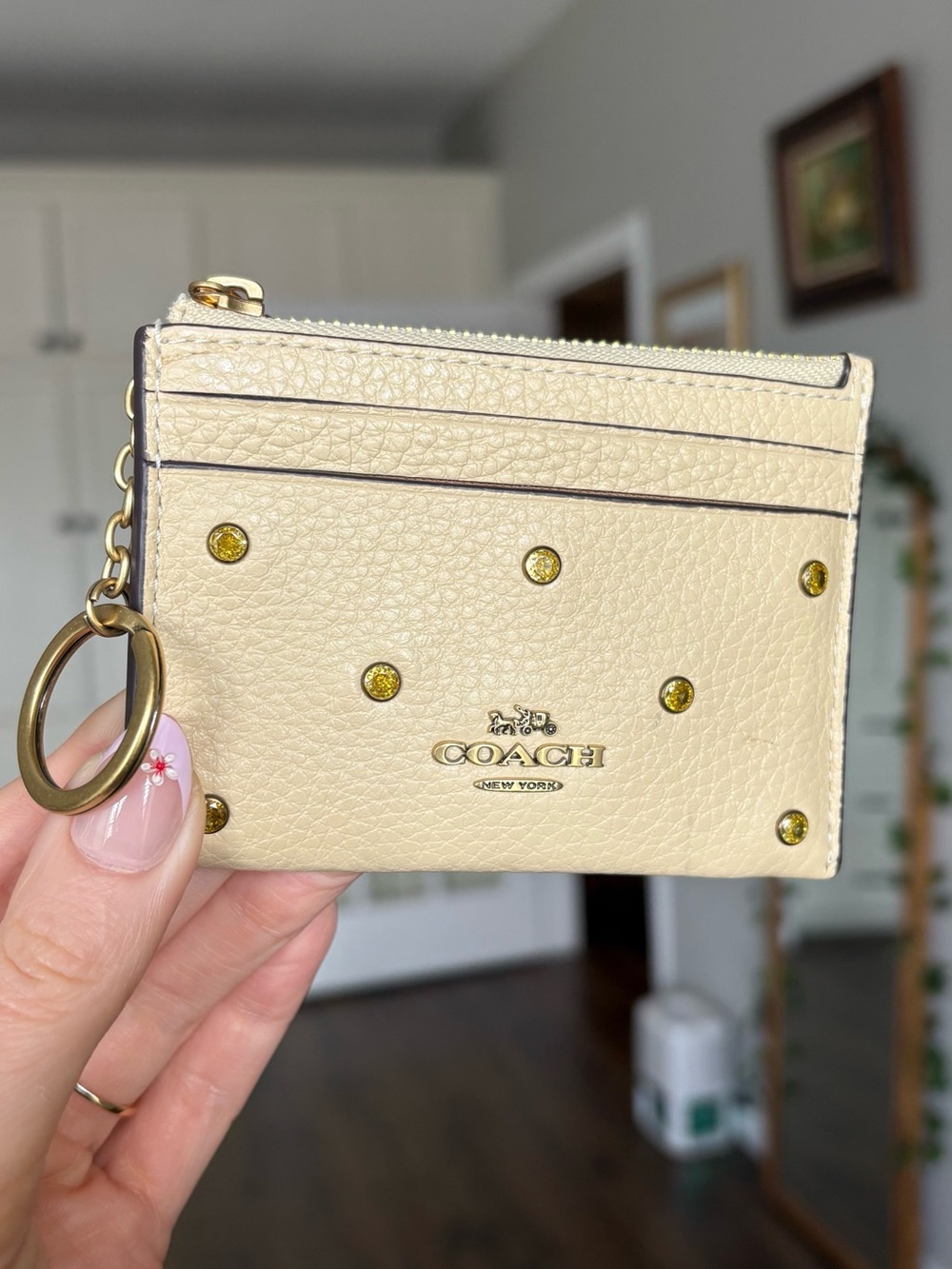 Coach Mini Skinny ID Case Moonlight With Crystals